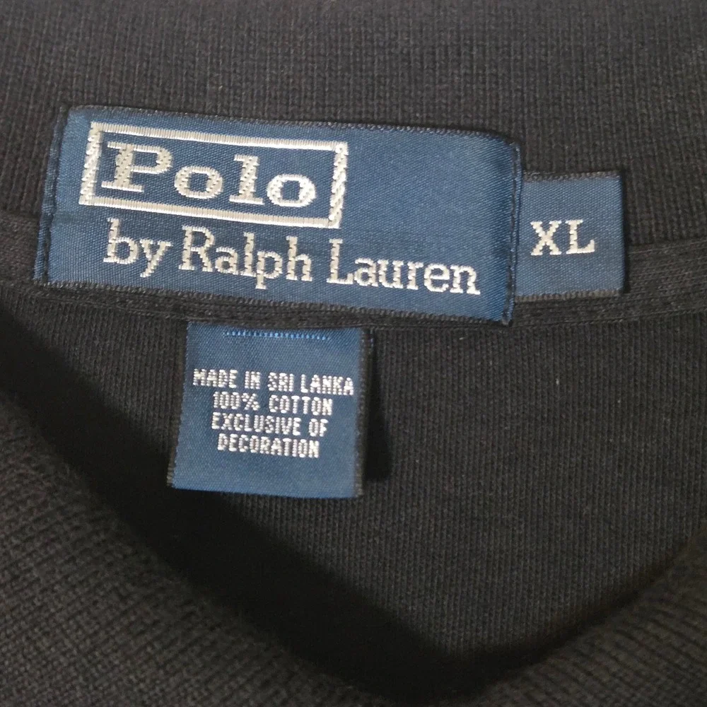 Polo Ralph Lauren Polo Shirt Mens XL Black Long Sleeve Red Pony Logo Pique